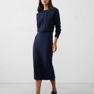 ribbed midi sweater skirt