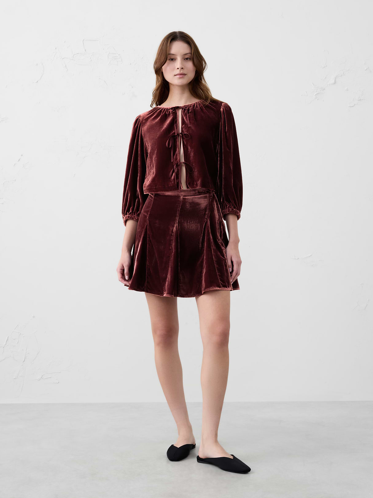 godet velvet mini skirt godet velvet mini skirt