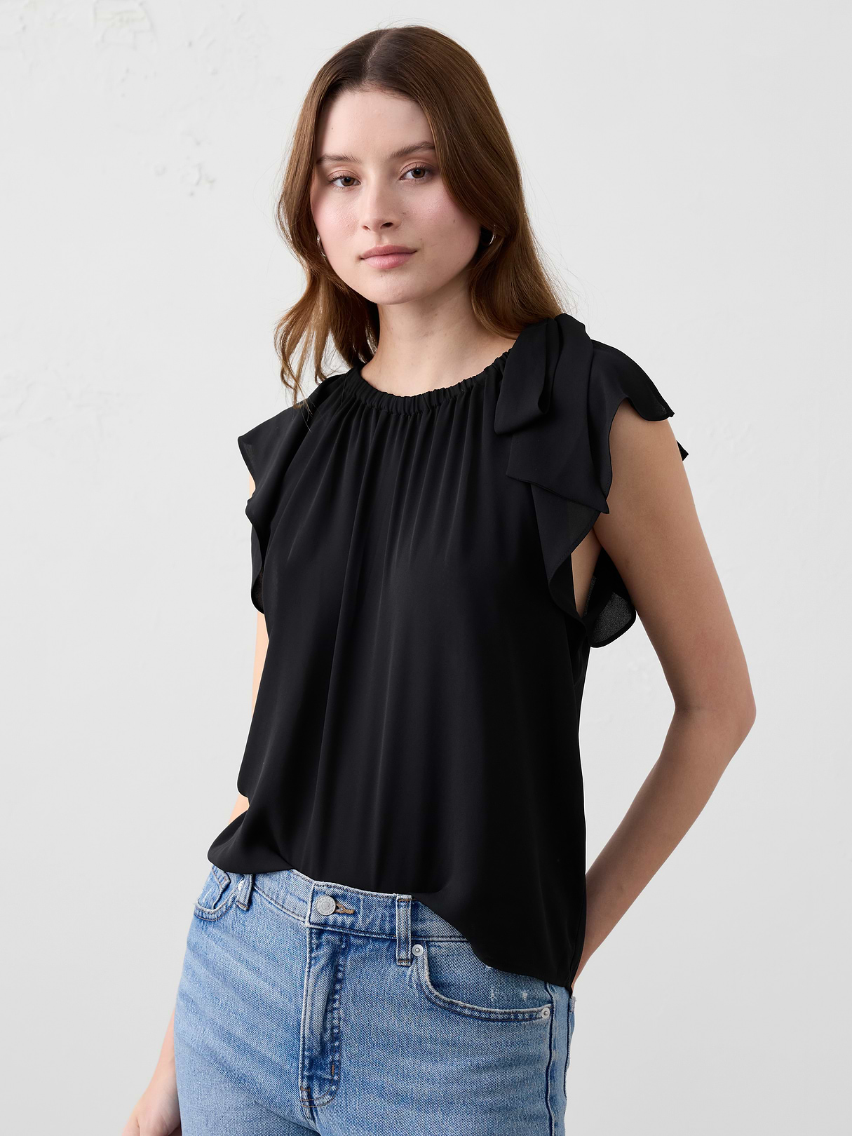 georgette tied shoulder top georgette tied shoulder top