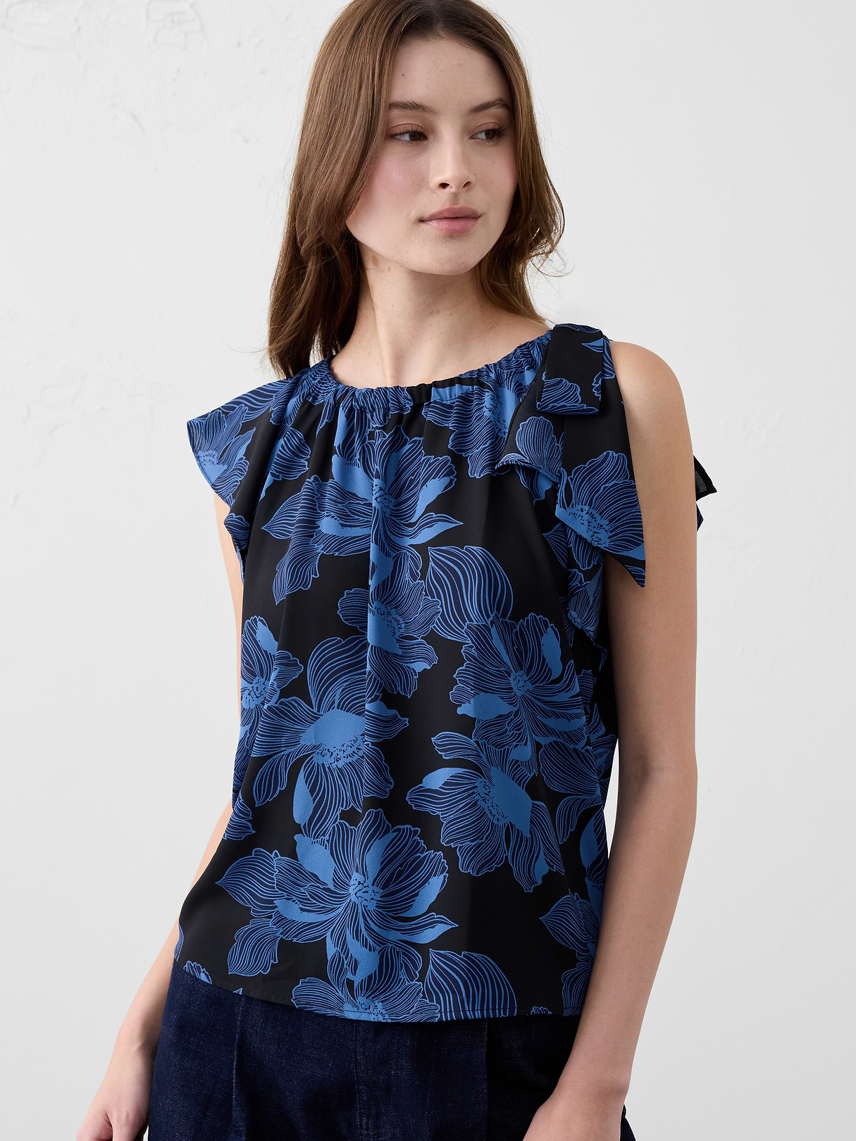 georgette tied shoulder top georgette tied shoulder top