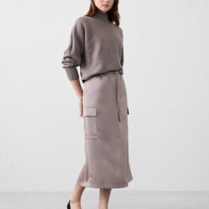 satin cargo midi skirt