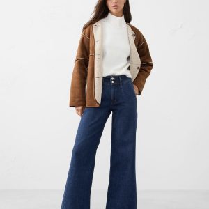 wide leg high rise darted trouser jean