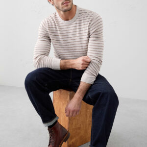 Home merino wool textured striped sweater