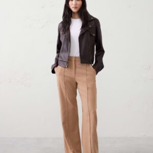 wide leg high rise brushed pintuck trouser