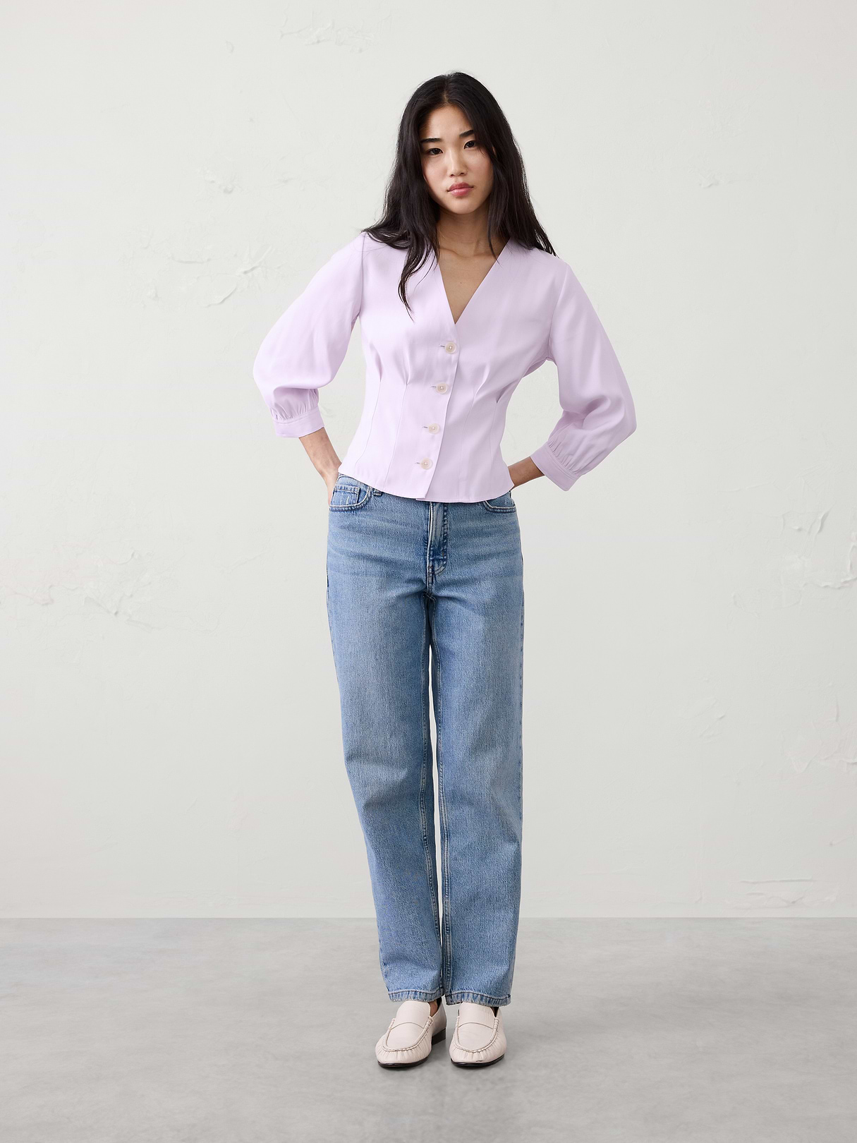 twill 3/4 sleeve corset shirt twill 3/4 sleeve corset shirt