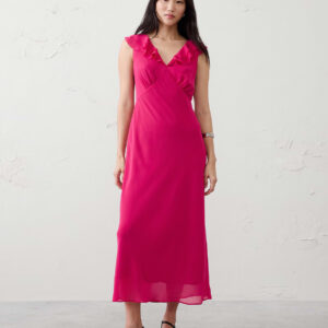 bias ruffle maxi dress