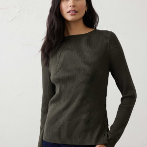 ribbed boatneck pullover sweater