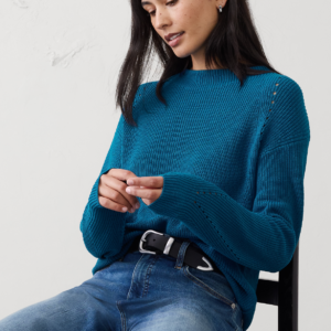 Витрина pointelle ribbed pullover sweater