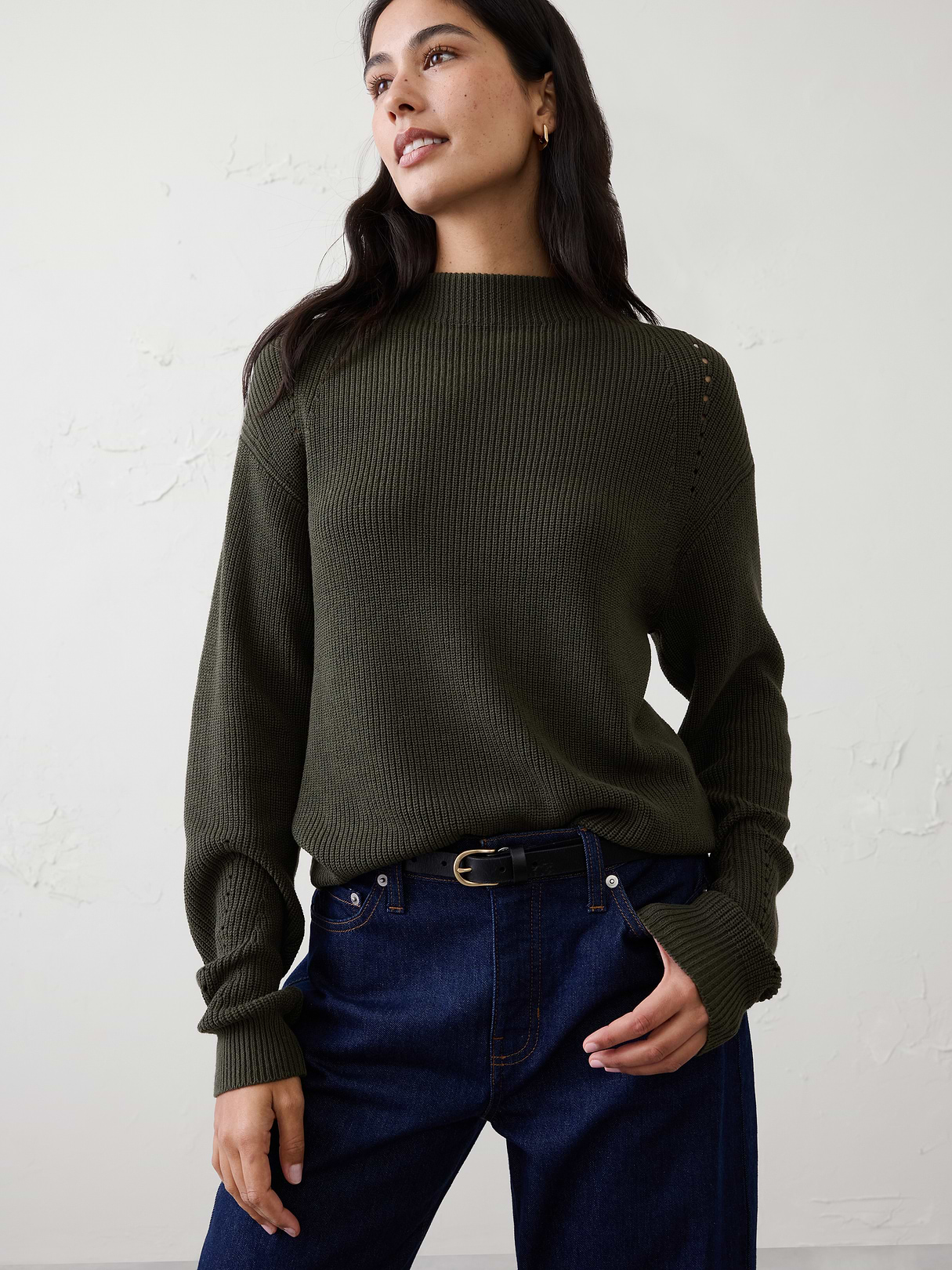 pointelle ribbed pullover sweater pointelle ribbed pullover sweater