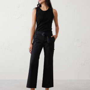 Home kick flare mid rise sateen ankle pant