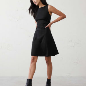 soft touch shirred waist knee length dress