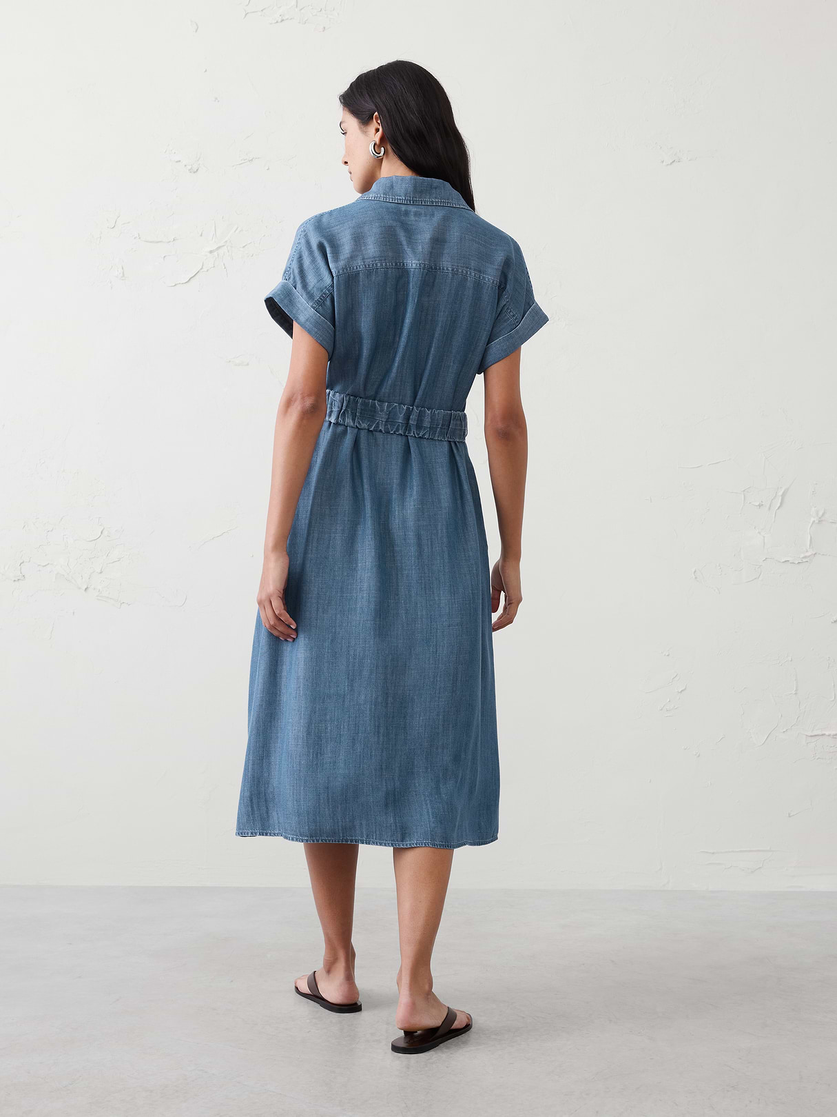 chambray utility midi shirtdress chambray utility midi shirtdress