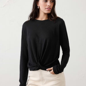 linen blend twist t shirt