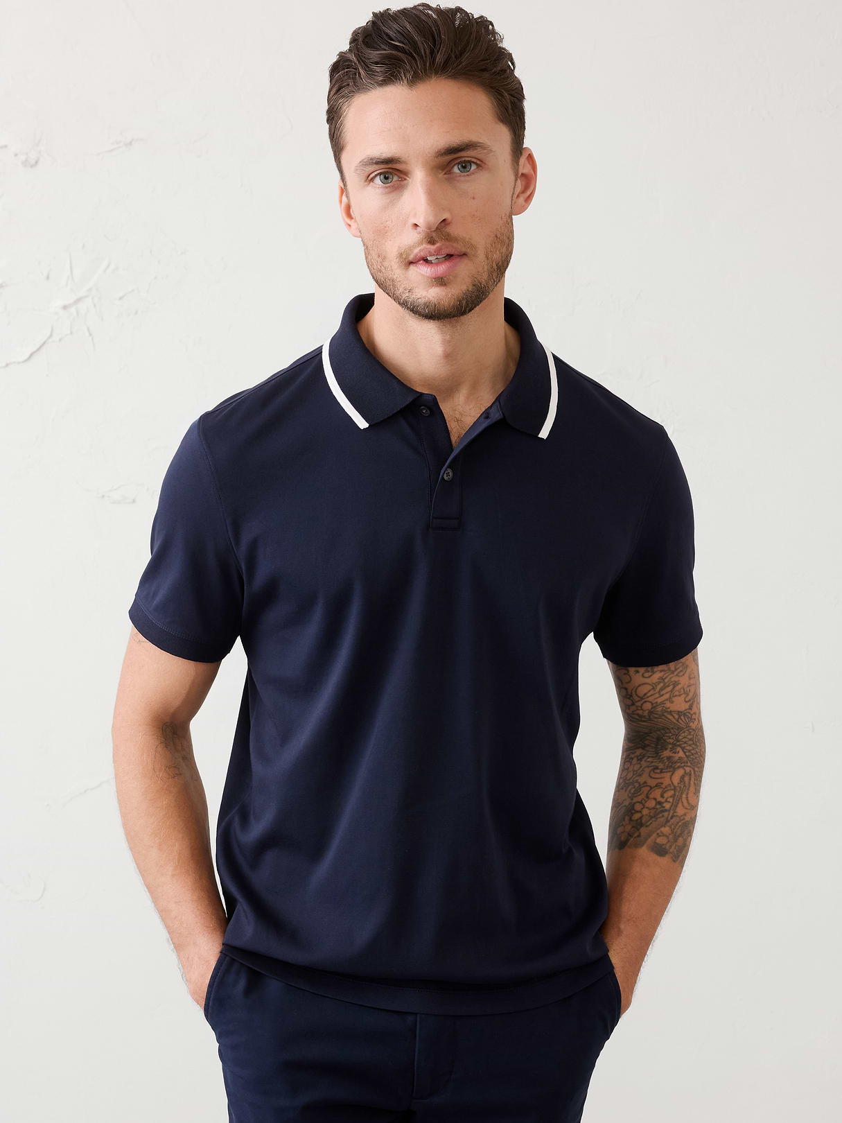 standard fit luxe touch tipped polo standard fit luxe touch tipped polo