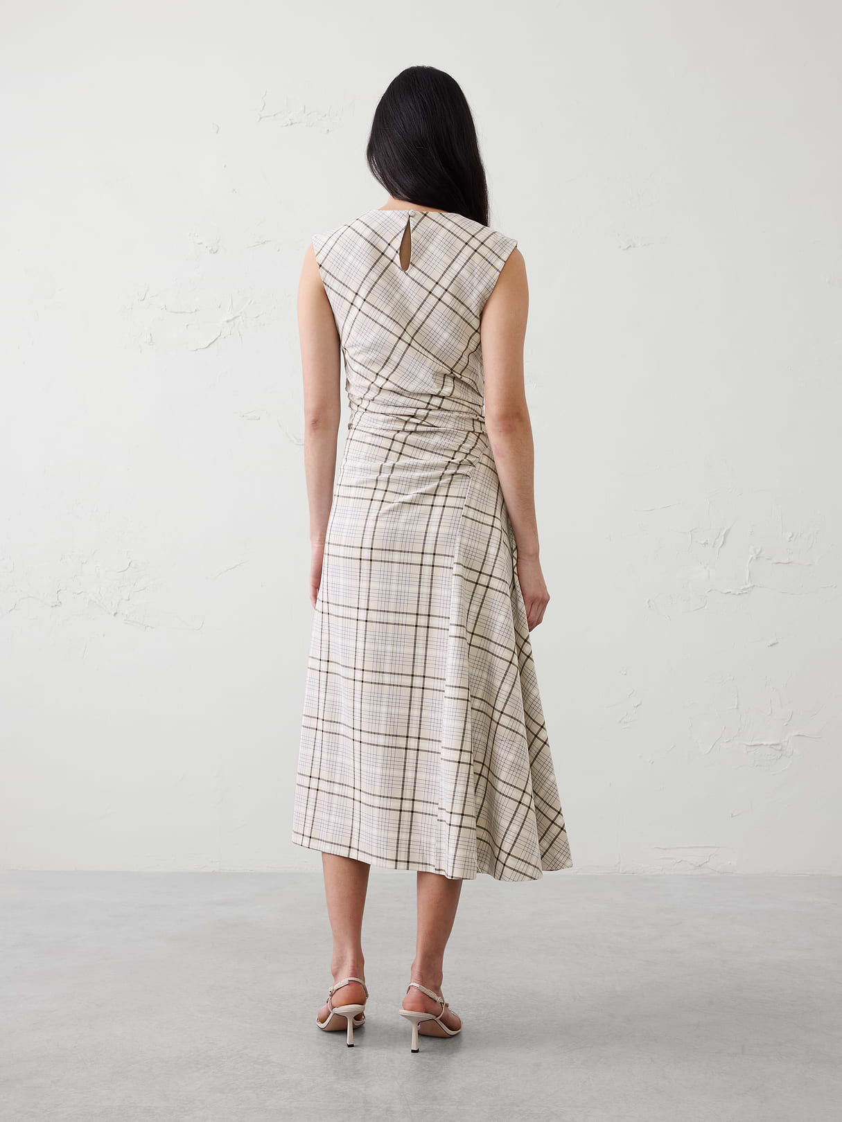 high neck shirred midi dress high neck shirred midi dress