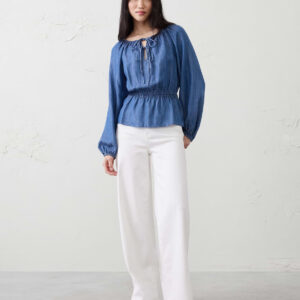 Витрина denim tie front top