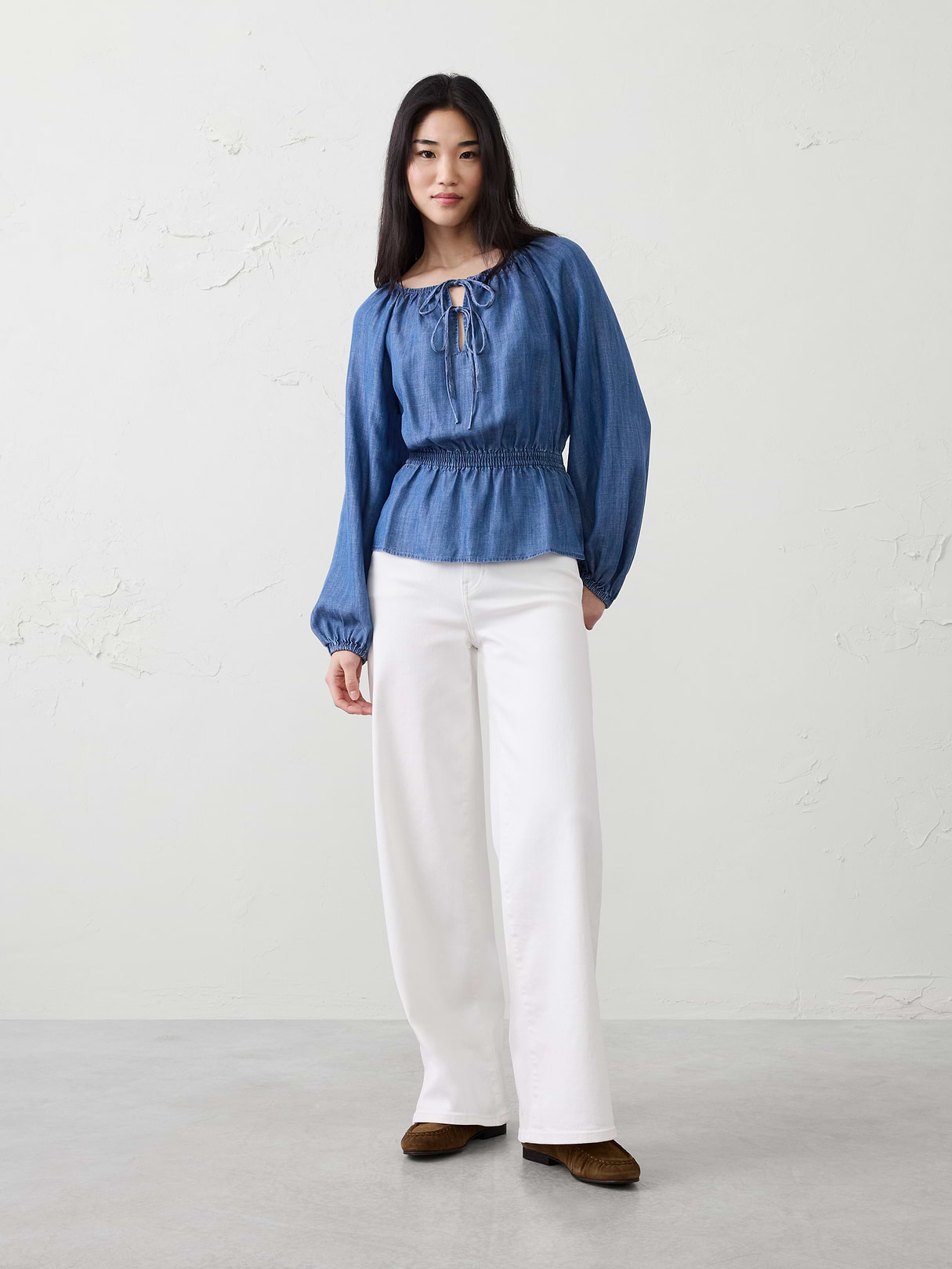 denim tie front top denim tie front top