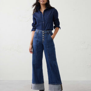 Витрина wide leg high rise pintuck cuffed jean