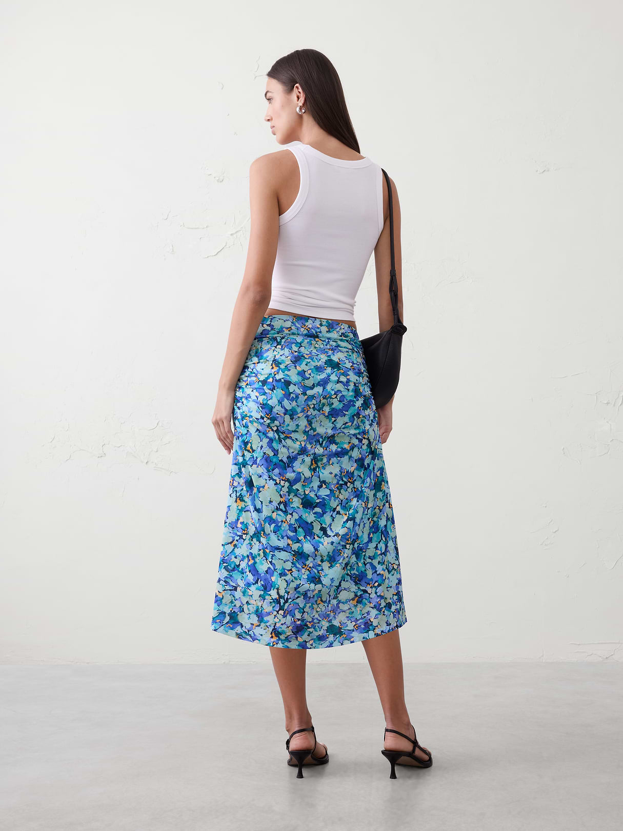 mesh shirred waist midi skirt mesh shirred waist midi skirt