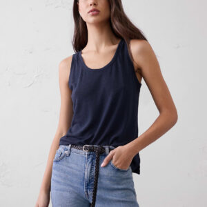linen blend scoop neck tank