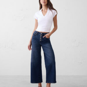wide leg high rise cropped jean