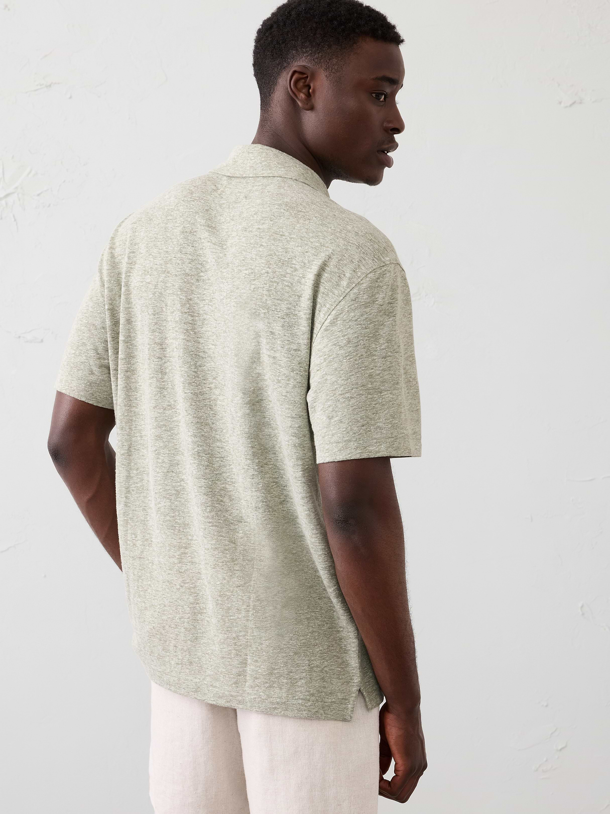 standard fit linen blend pintuck polo standard fit linen blend pintuck polo