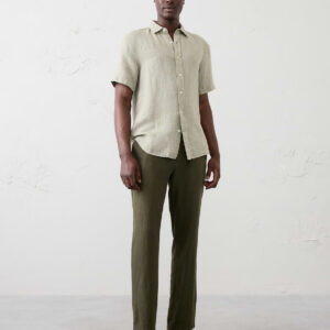 Home slim straight linen blend trouser
