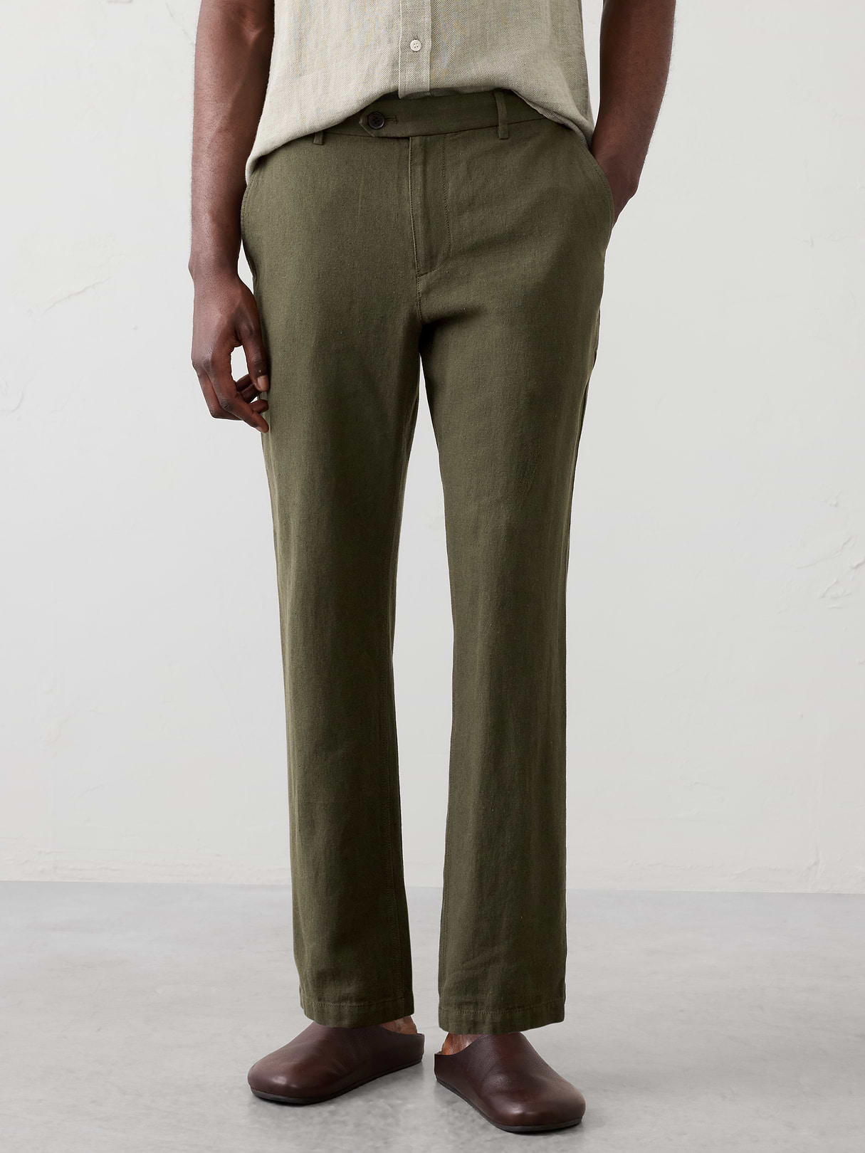 slim straight linen blend trouser slim straight linen blend trouser