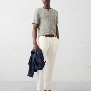 Home standard fit linen blend notch t shirt