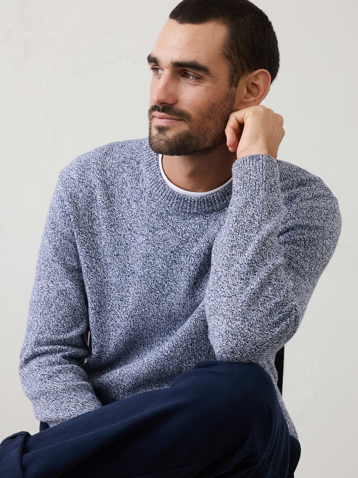marled textured crew neck sweater marled textured crew neck sweater