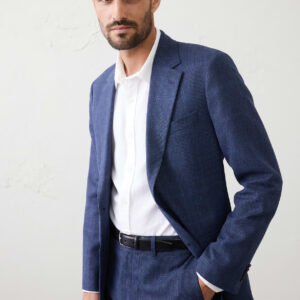 linen blend glen plaid suit jacket