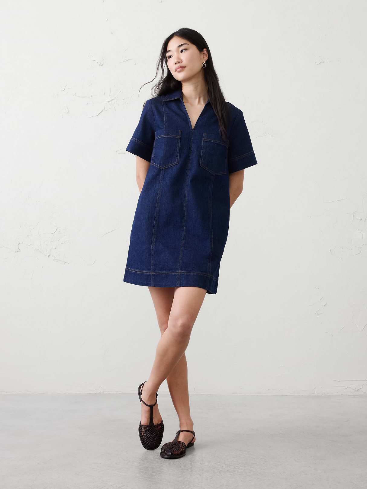 denim pocketed mini dress denim pocketed mini dress