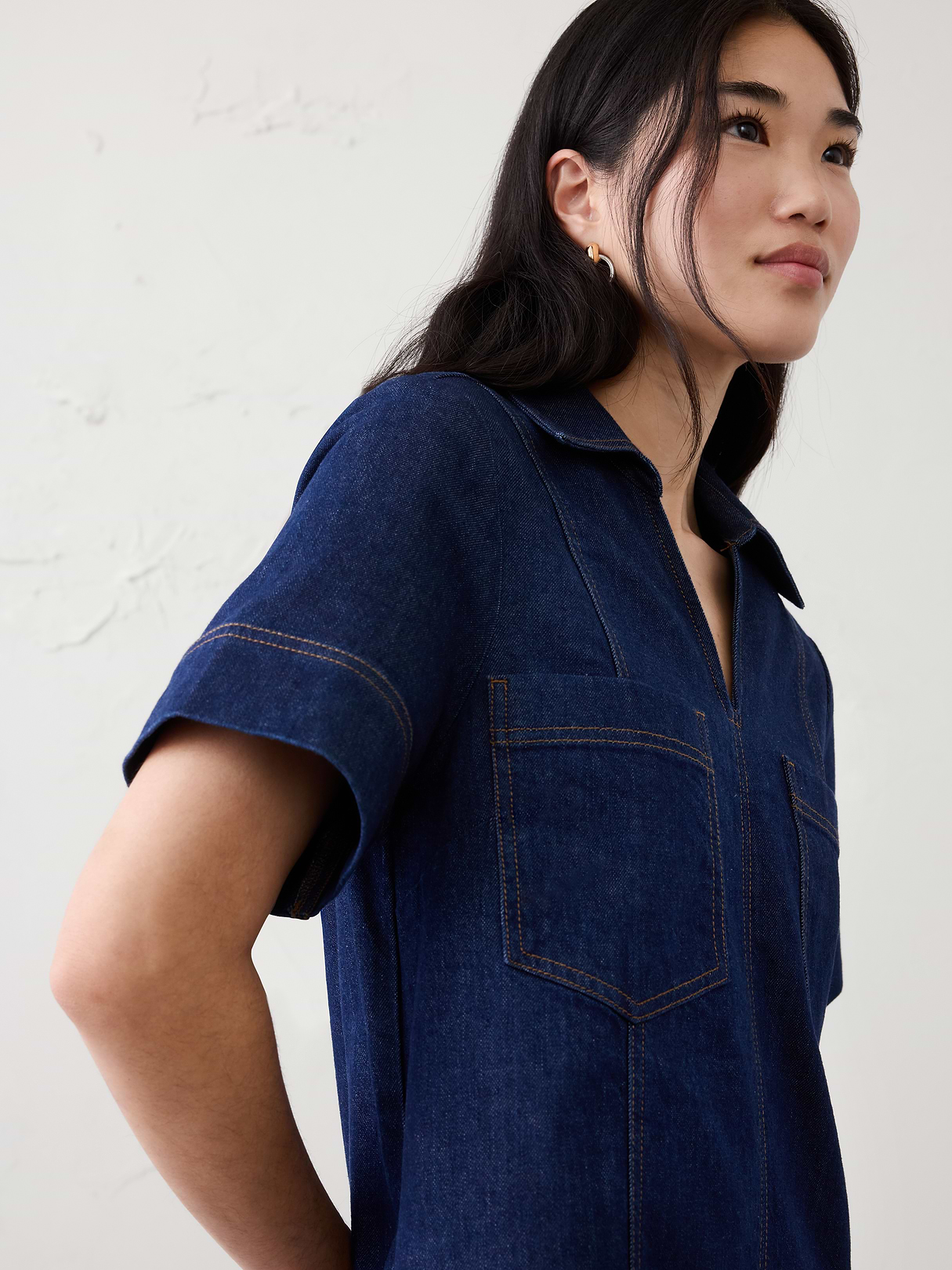 denim pocketed mini dress denim pocketed mini dress
