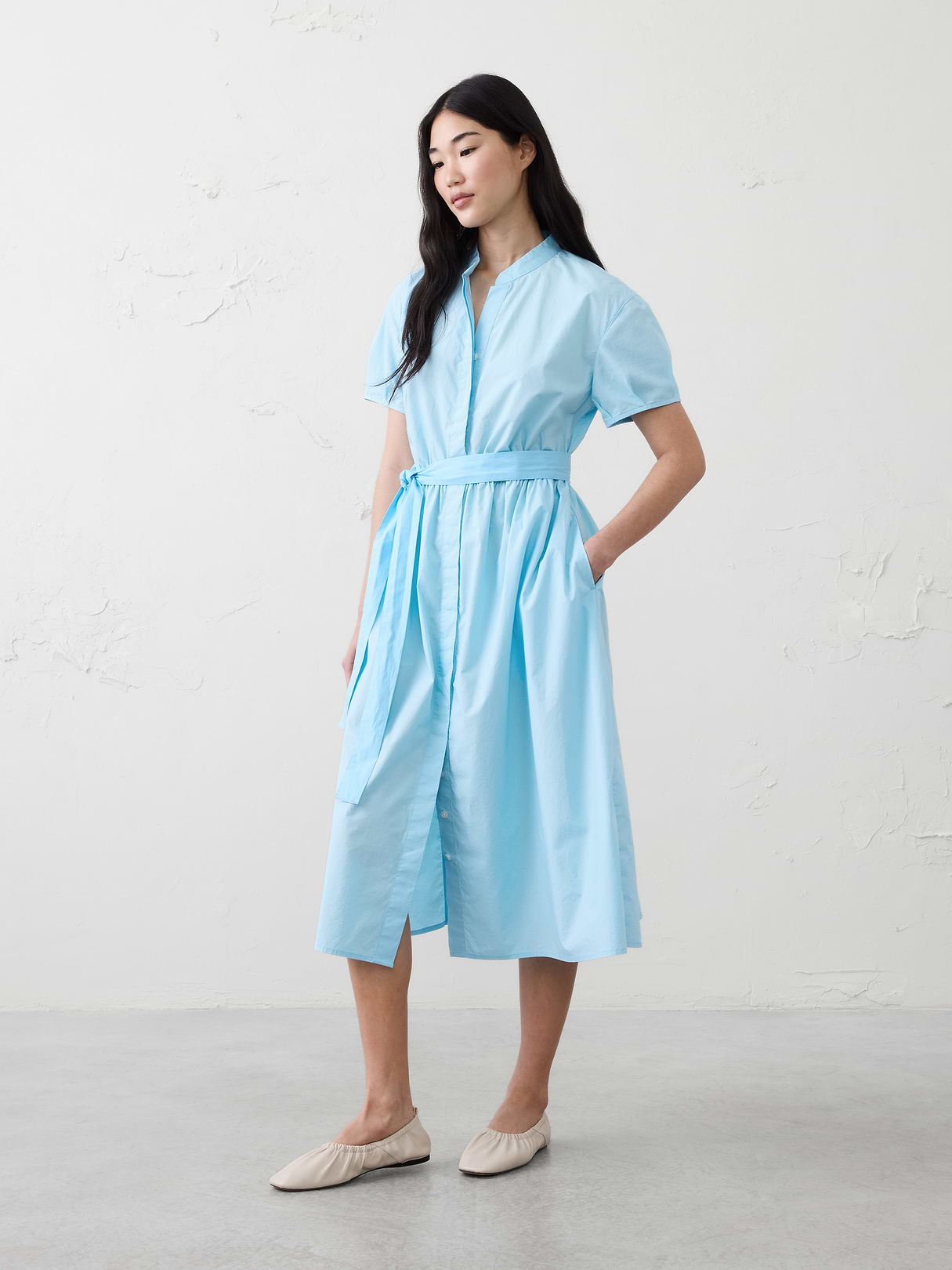 poplin midi shirtdress poplin midi shirtdress