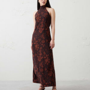 halter open back maxi dress