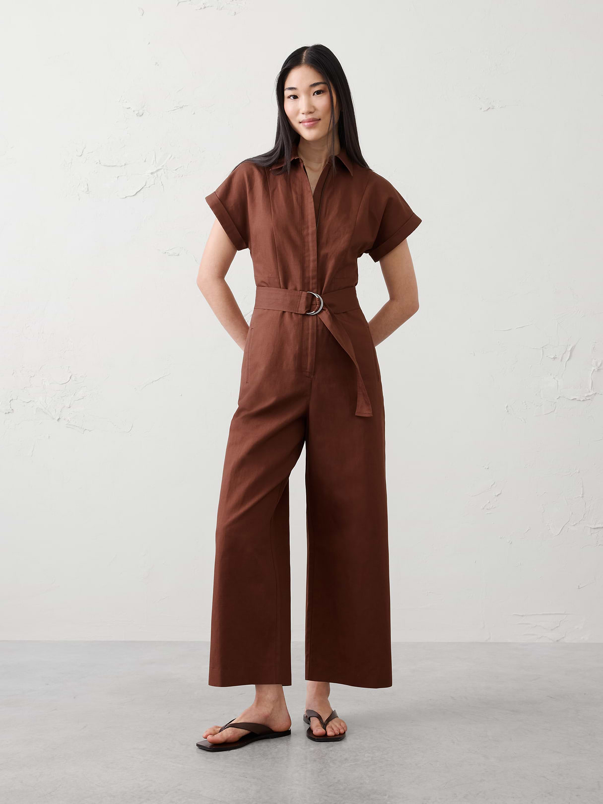 linen blend jumpsuit linen blend jumpsuit