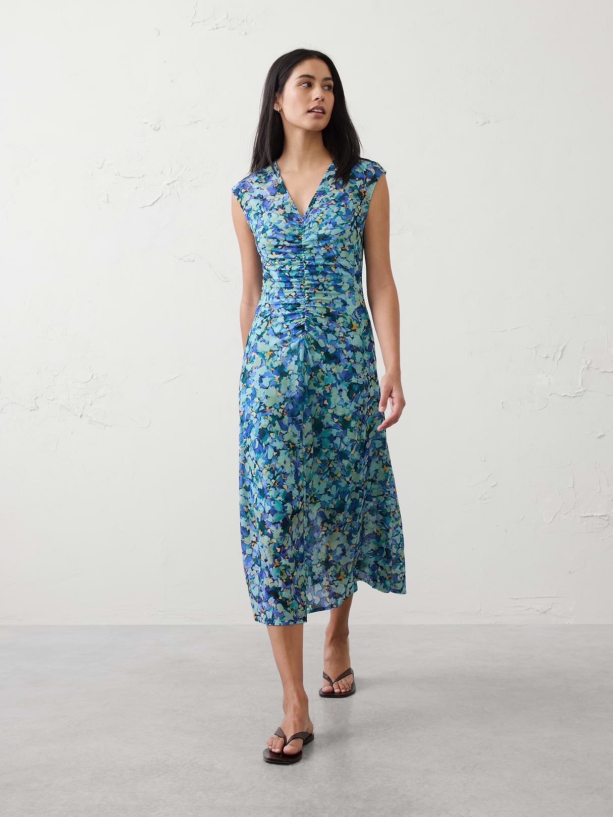 mesh shirred waist long midi dress mesh shirred waist long midi dress