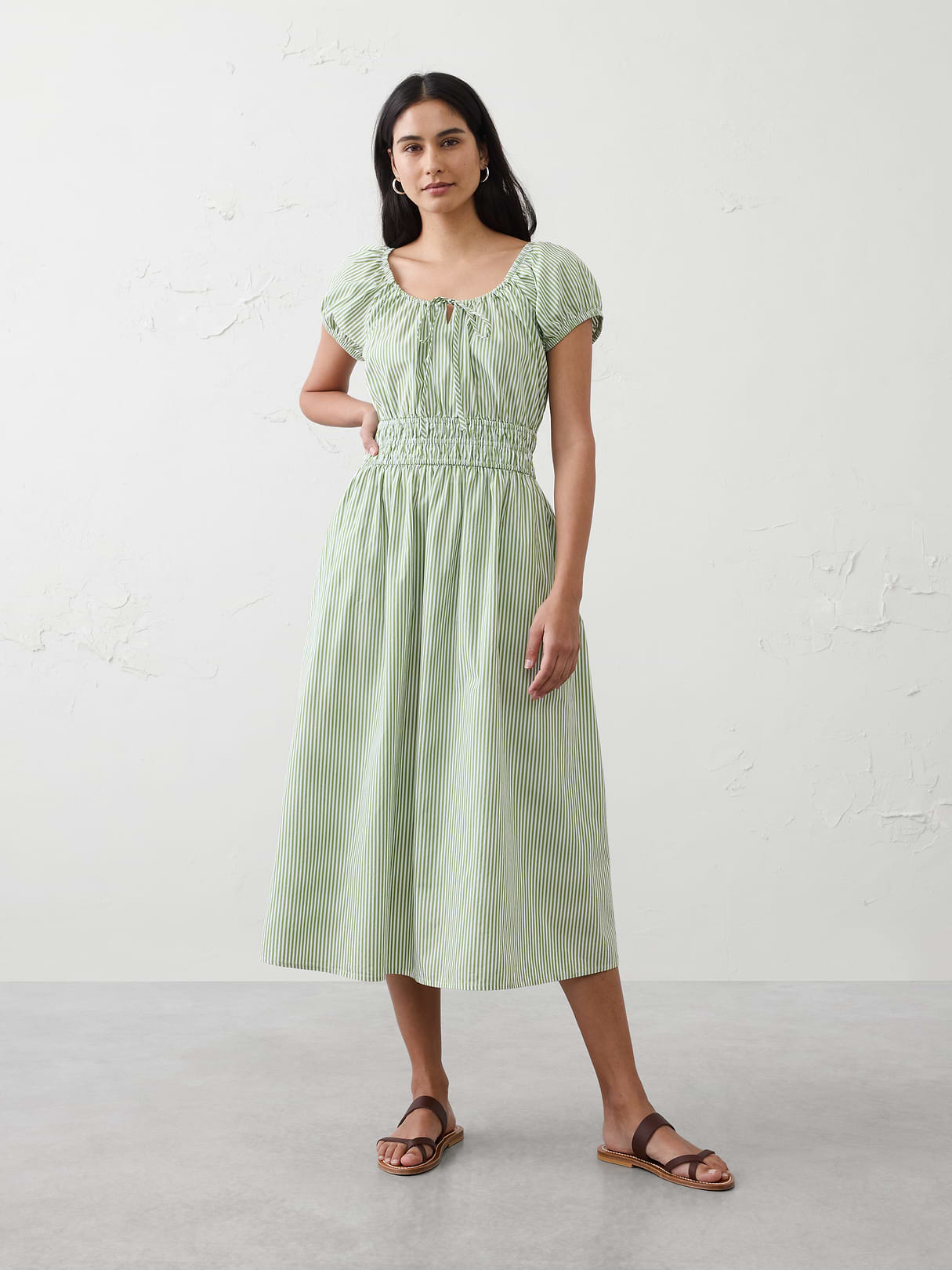poplin gathered neck midi dress poplin gathered neck midi dress