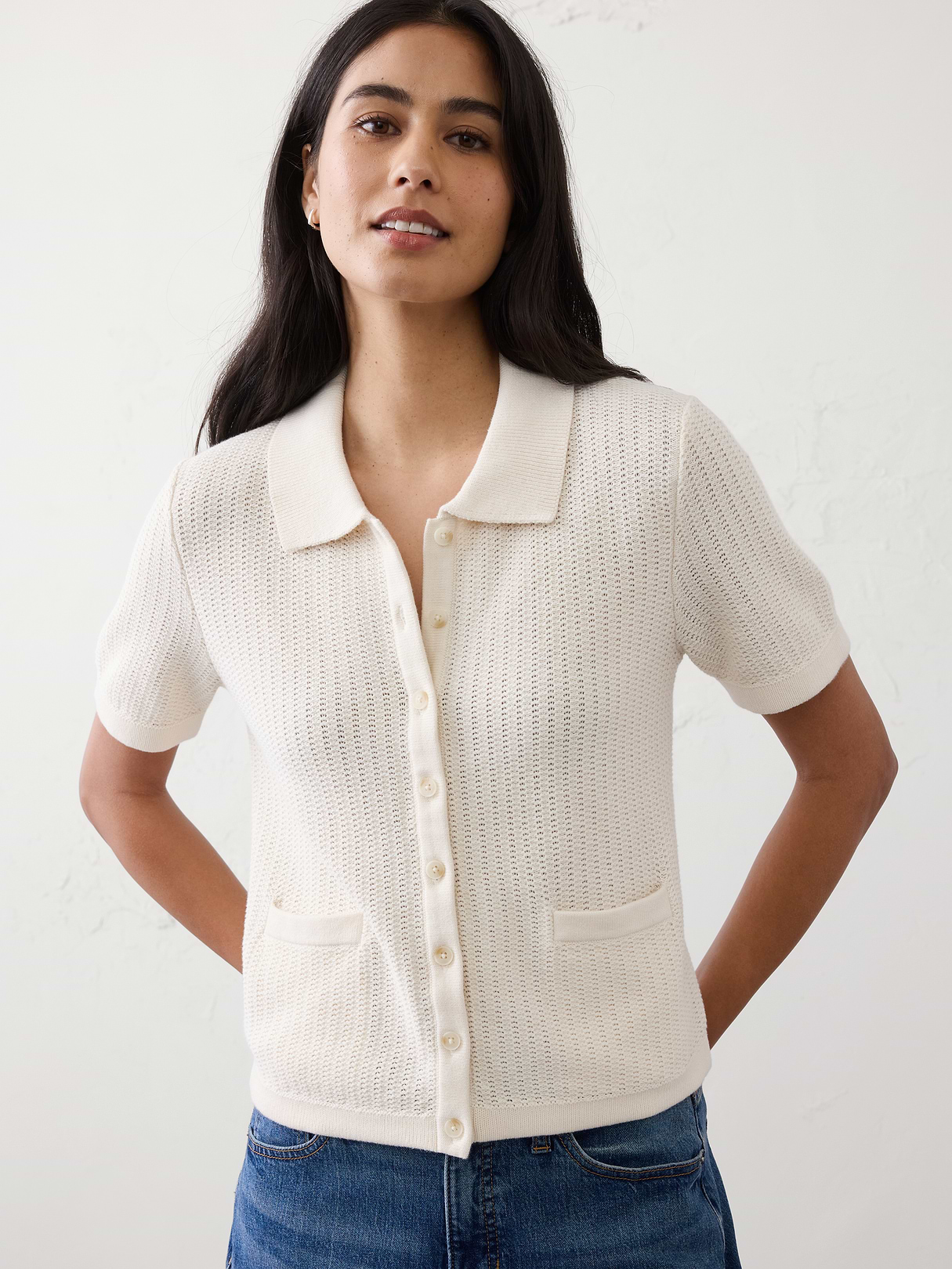 textured button down sweater polo textured button down sweater polo