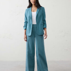 wide leg high rise linen blend pant