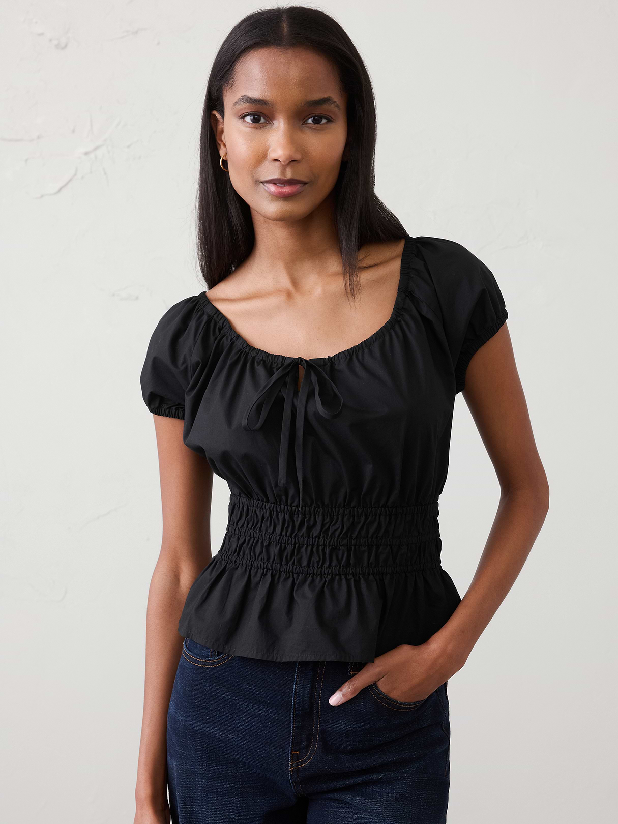 elastic scoop neck top elastic scoop neck top