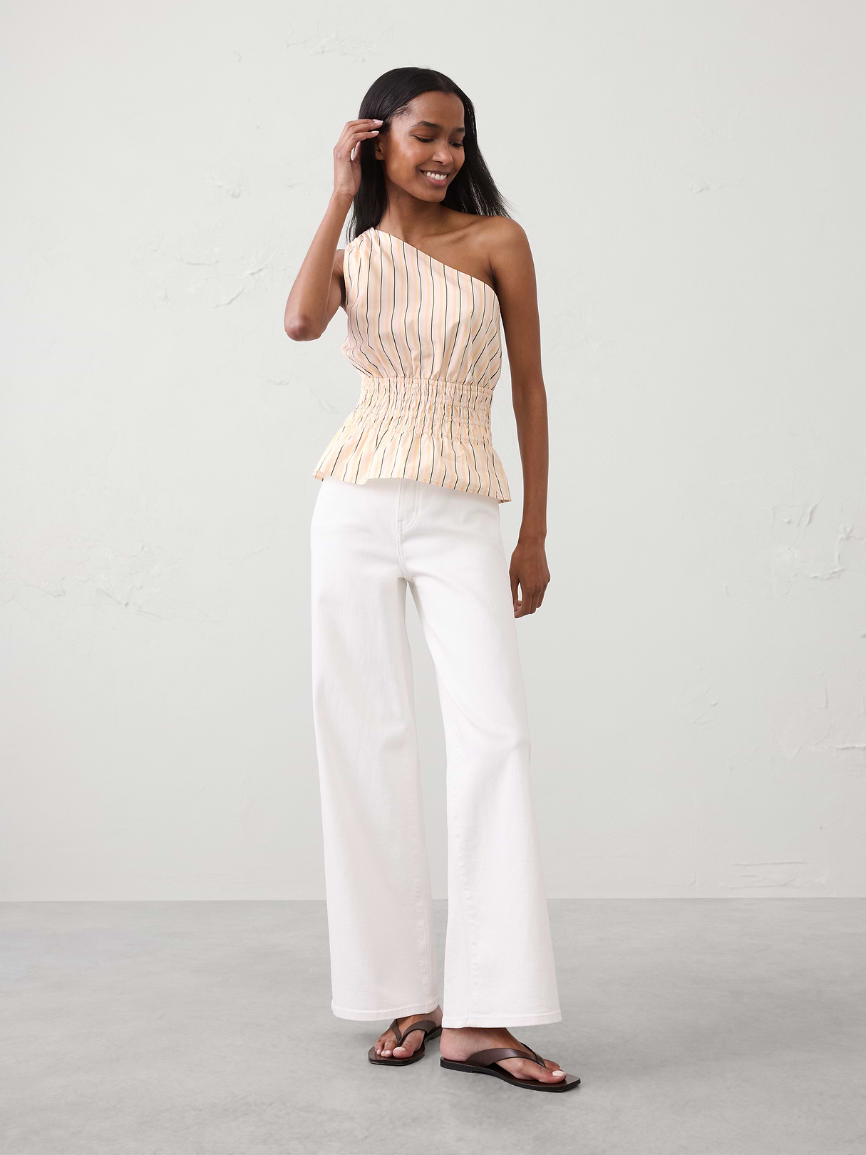 voile one shoulder smocked top voile one shoulder smocked top