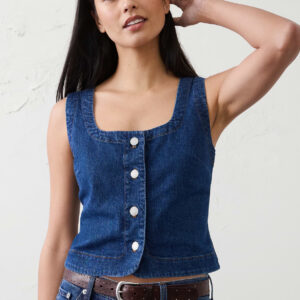 buttoned denim vest
