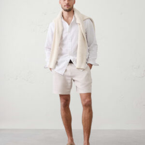 Витрина slim fit linen blend banded collar shirt