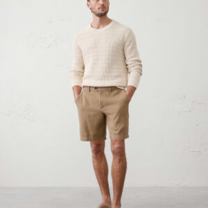 Home slim fit 7" linen blend short