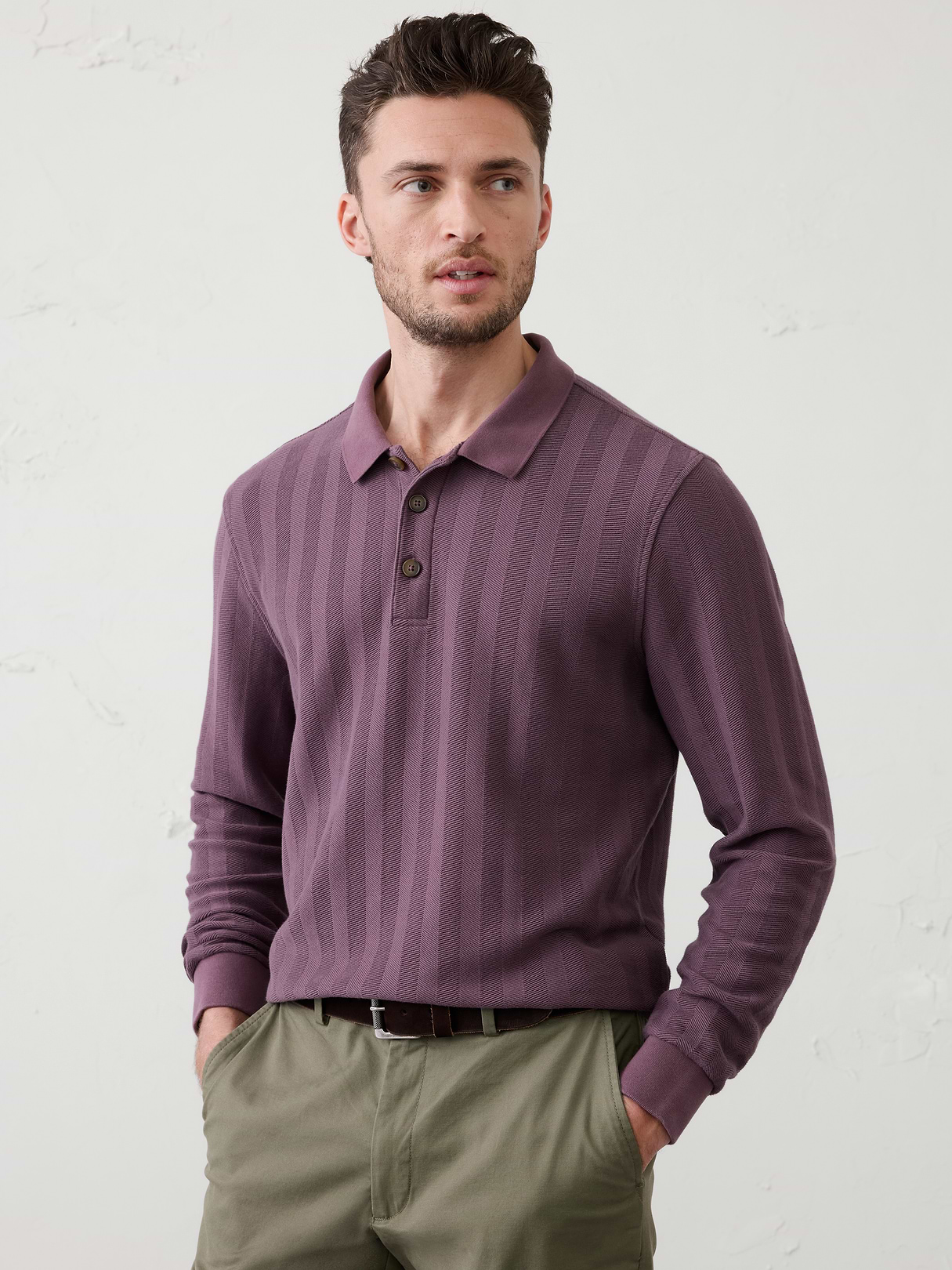 washed herringbone sweater polo washed herringbone sweater polo
