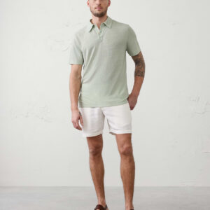 Home slim fit linen blend polo