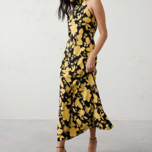 halter open back maxi dress