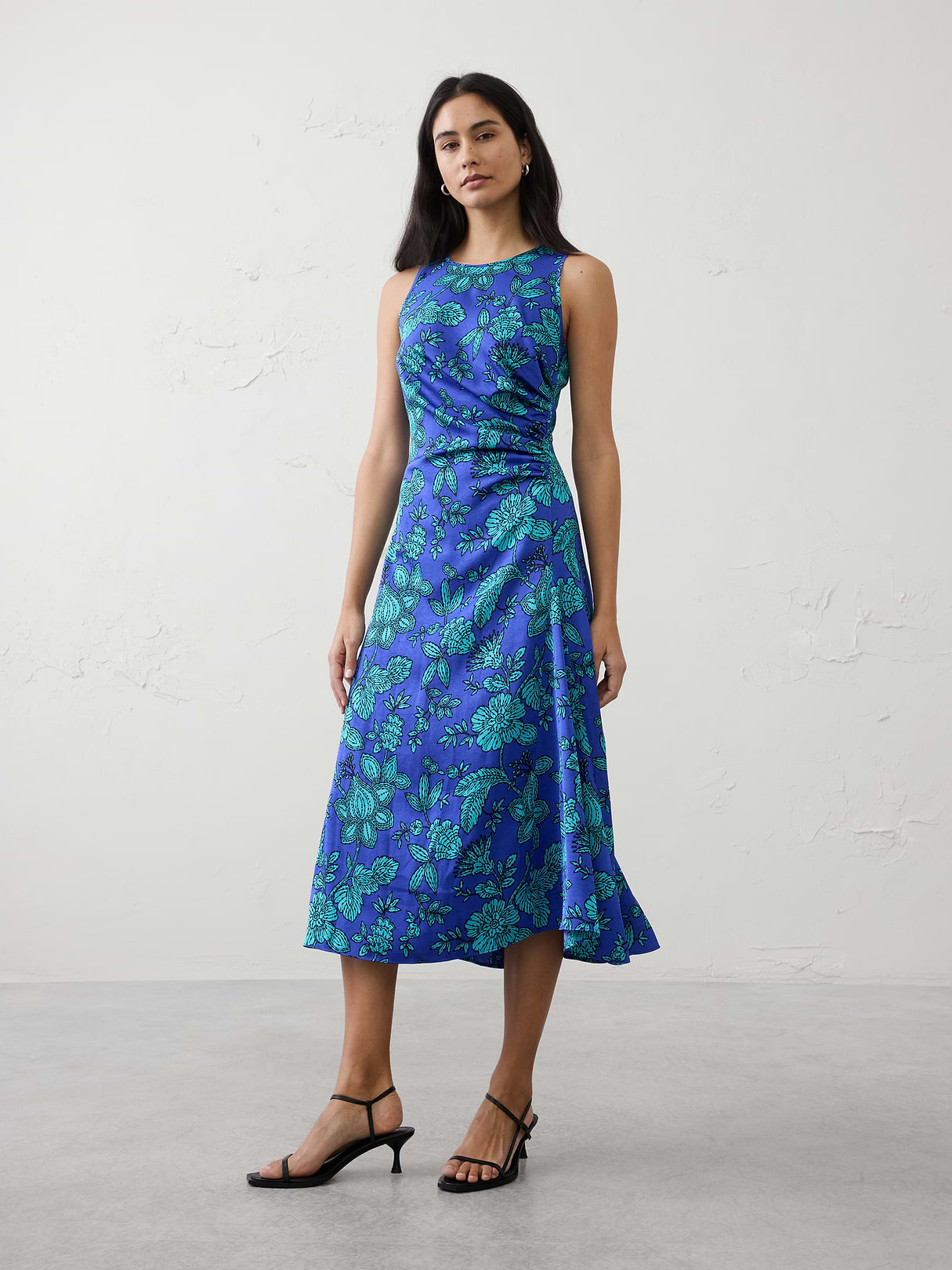 racer side shirred midi dress racer side shirred midi dress