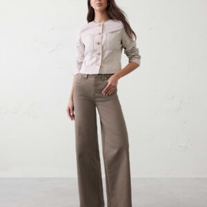 Home linen blend tailored cropped jacket